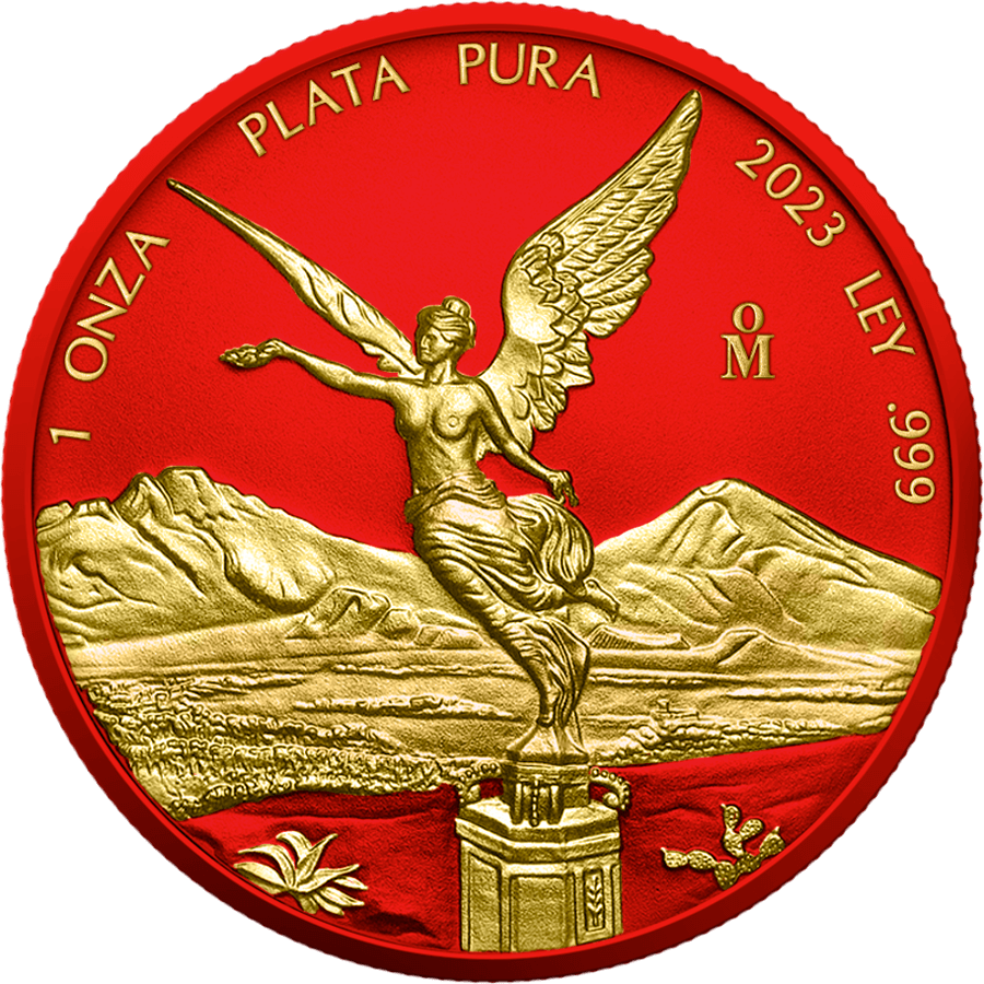 2023 Space Metals Red 1oz Libertad Silver Gilded Coin
