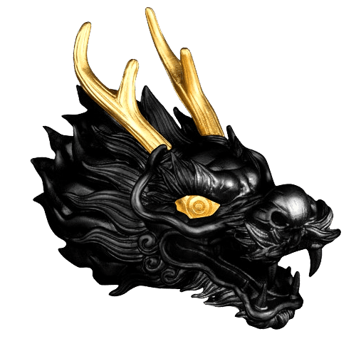 2024 $5 Dragon Head 3oz Silver 3D Black Ruthenium & Gilded Coin - Side View 1