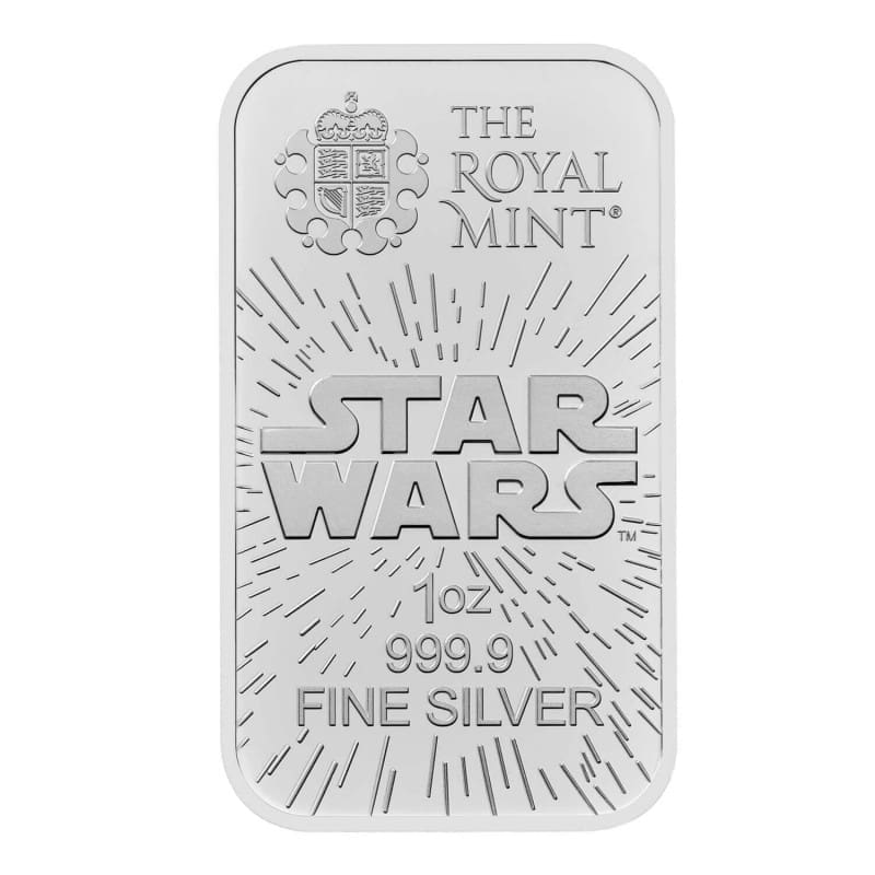 2024 Star Wars 1oz Silver Cast Bullion Bar - Front of Bar - Stock Image