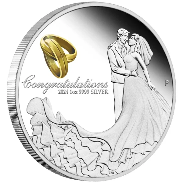 2024 Wedding 1oz Silver Proof Gilded Coin - Image 2