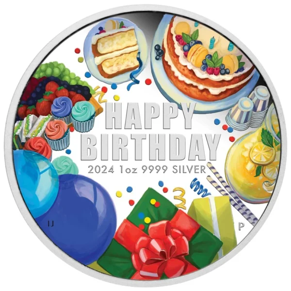 2024 $1 Happy Birthday 1oz Silver Proof Coloured Coin