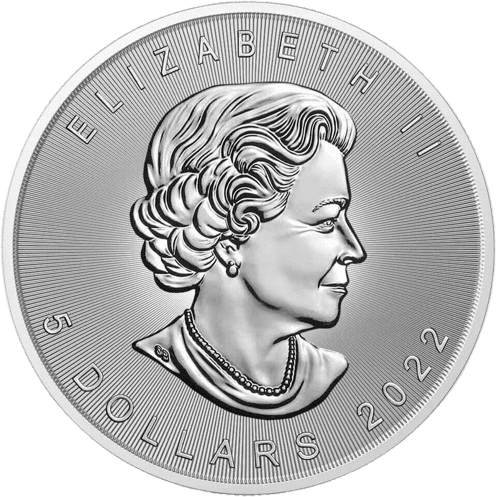 2022 $5 December – Seasons 1oz Silver Bejeweled Maple Leaf Coin - Obverse View