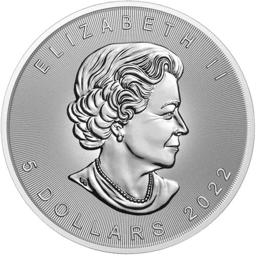 2022 $5 February - Seasons 1oz Silver Bejeweled Maple Leaf Coin - Obverse View