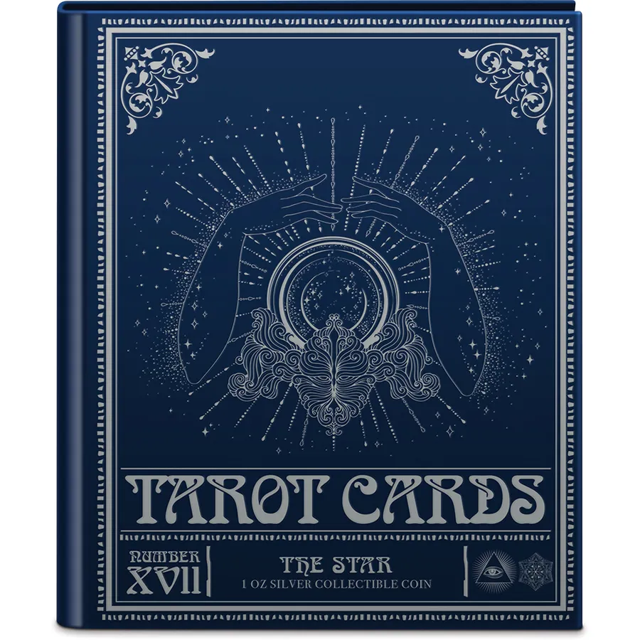 2024 $2 The Star - Tarot Cards 1oz Silver Coin - Out Box Closed View