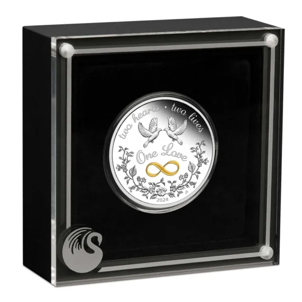 2024 One Love 1oz Silver Proof Coin - Cased View