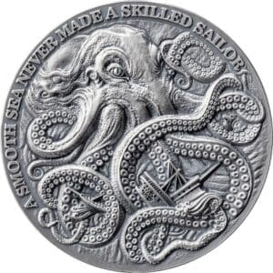 2024 ₵5 Kraken - Life Quotes 1oz Silver Antiqued Coin