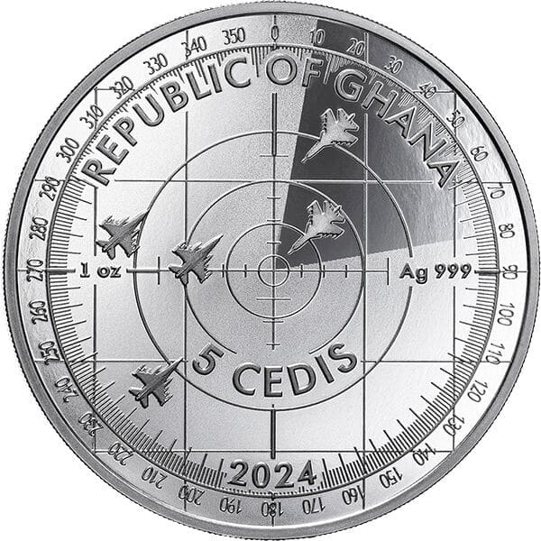 2024 ₵5 Ukrainian Falcons 1oz Proof Silver Coin - Obverse View