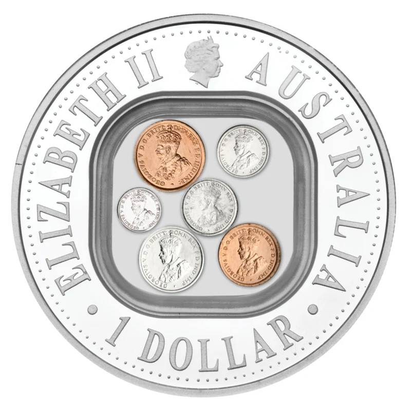 2006 Australian Pre-Decimal Locket 1oz Silver Coin - Obverse View