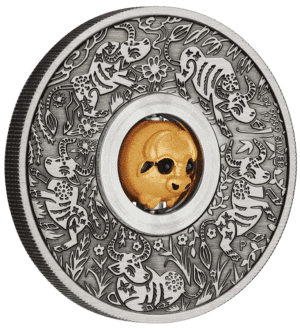 2021 Year Of The Ox Rotating Charm 1oz Silver Antiqued Coin