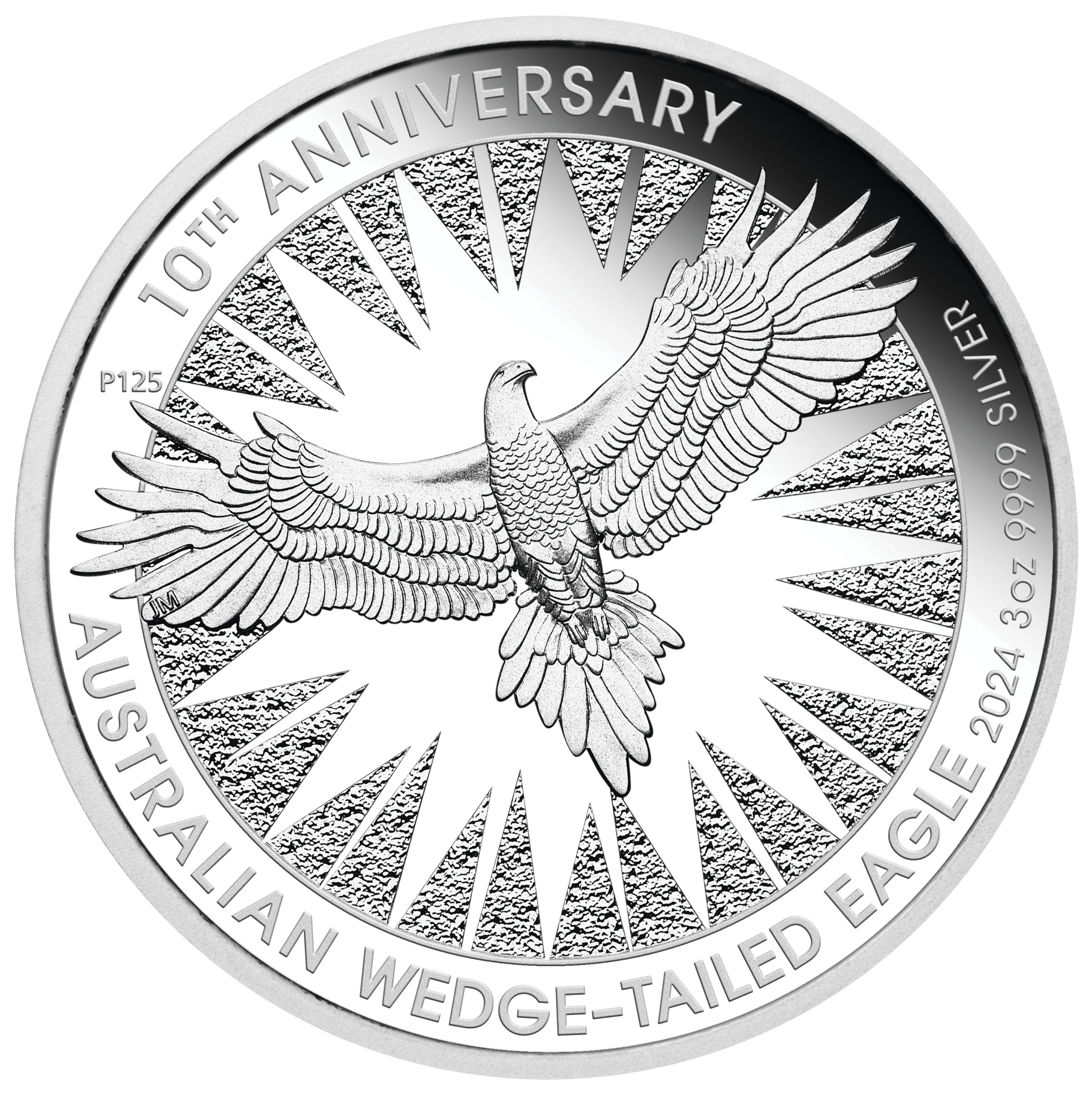 2024 $3 Australian Wedge-tailed Eagle 10th Anniversary 3oz Silver Proof Coin - Reverse View