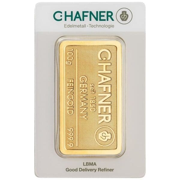 C. Hafner 100g Gold Minted Bar