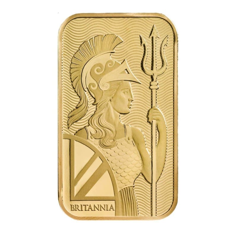 Britannia 1oz Gold Cast Bar - Reverse View