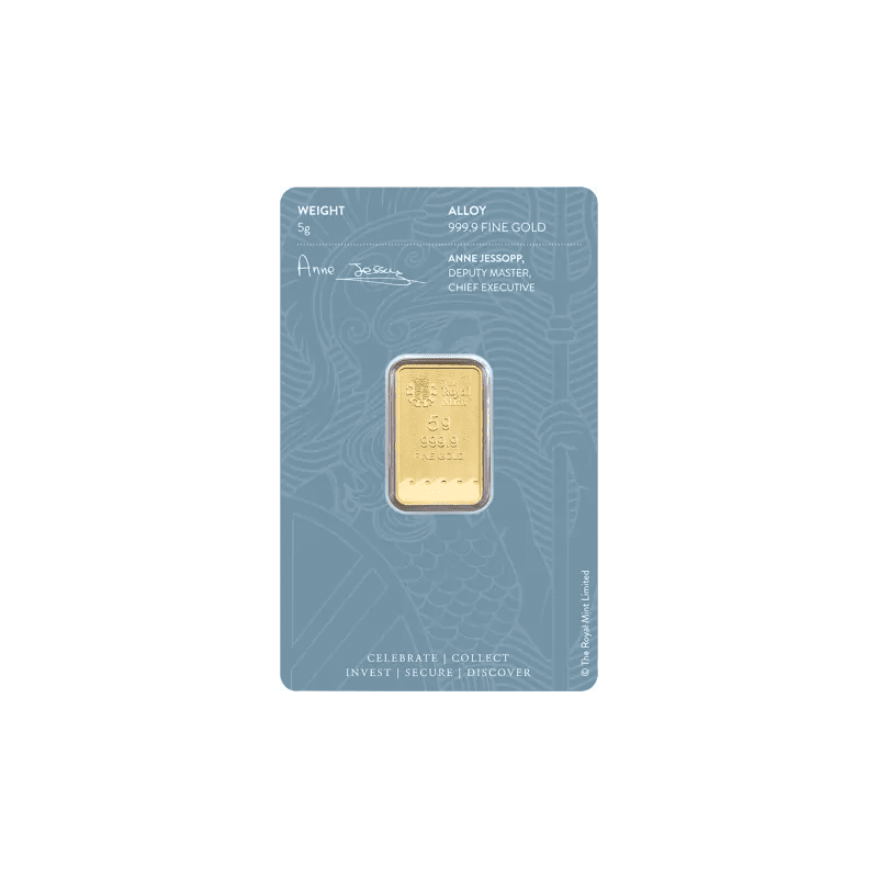 Britannia 5g Gold Cast Bar - Back of Bar