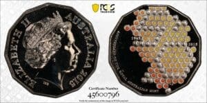 MS69 2015 50c Royal Australian Mint 50th Anniversary Coloured Coin