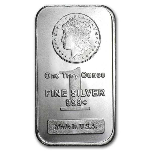 Morgan Dollar 999 Fine 1oz Silver Bullion Bar - Front of Bar