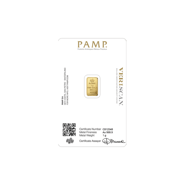 PAMP Suisse 1g .9999 Lady Fortuna Gold bar - Image 4