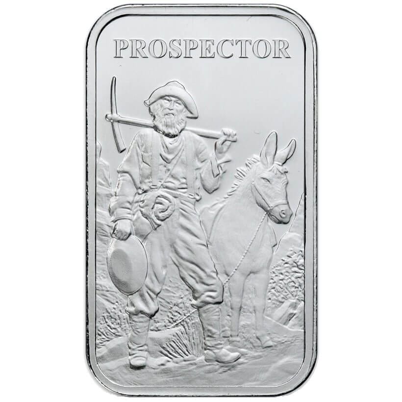 Prospector 999 Fine 1oz Silver Bar - Front of Bar