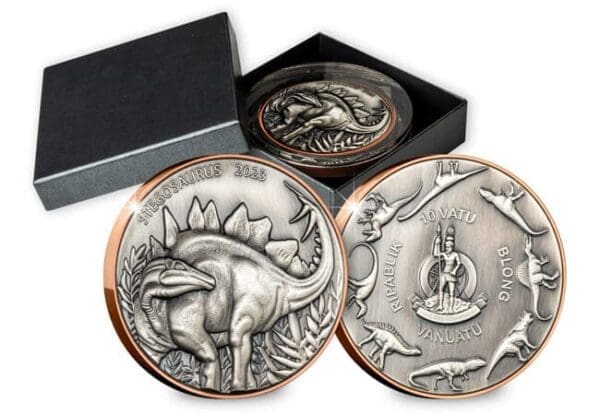 2023 Stegosaurus Supersize Silver Copper Bimetal Ultra High Relief Coin