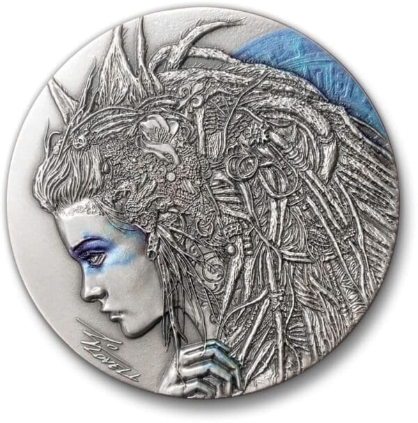 2018 $2 Dark Beauties - Cassandra Silver Antiqued Ultra High Relief Coin