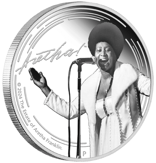 2024 $1 Aretha Franklin 1oz Silver Proof Coloured Coin