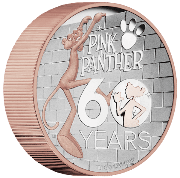 2024 The Pink Panther 60th Anniversary 5oz Silver Proof High Relief Gilded Coin