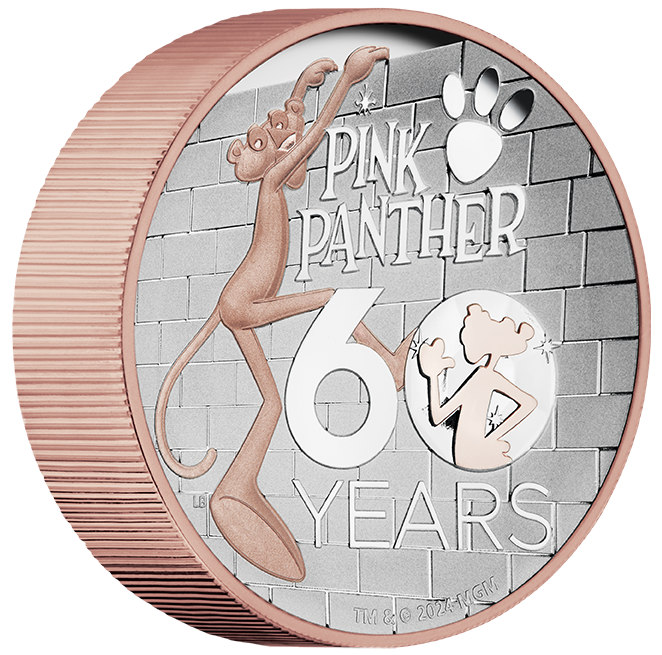 2024 The Pink Panther 60th Anniversary 5oz Silver Proof High Relief Gilded Coin