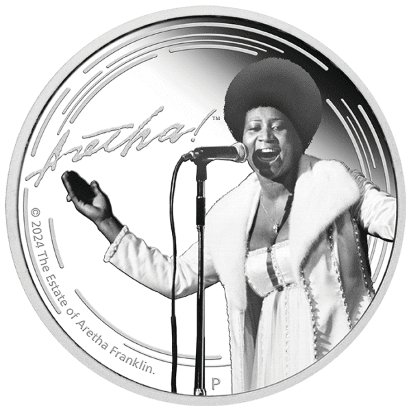 2024 $1 Aretha Franklin 1oz Silver Proof Coloured Coin - Image 2