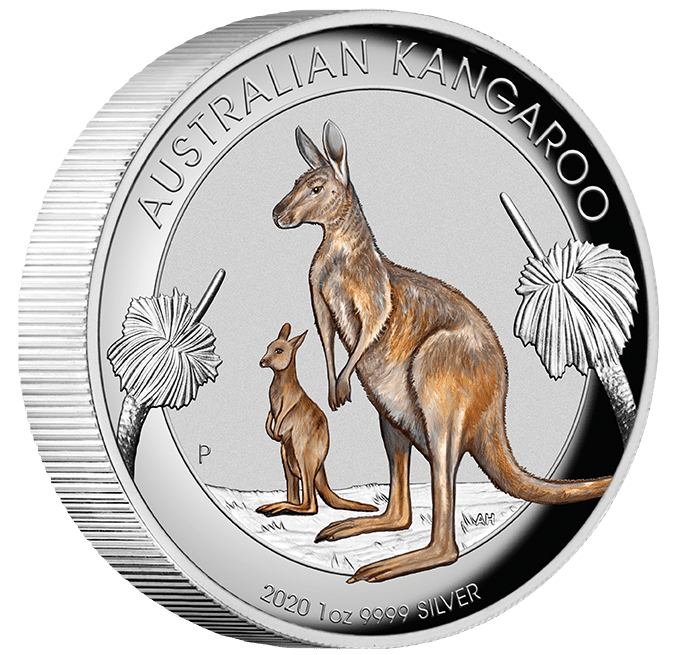 2020 $1 Australian Kangaroo 1oz Silver Coloured High Relief Coin