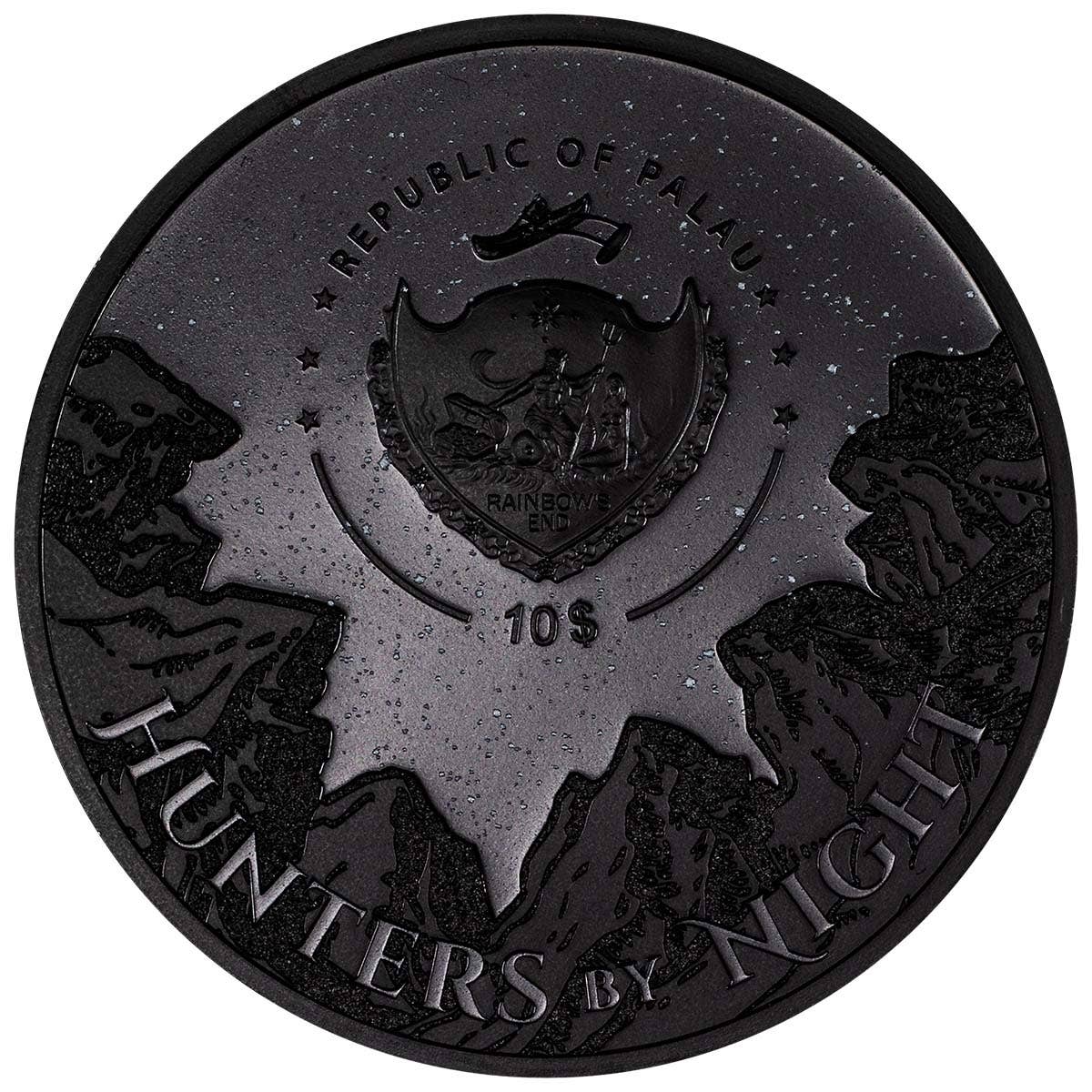 2023 $10 Caiman - Hunters by Night 2oz Black Proof Coin - Obverse View