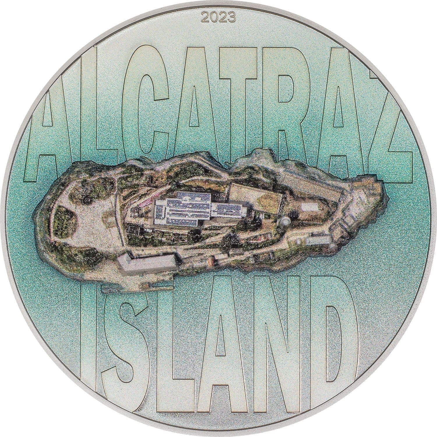 2023 $20 Alcatraz Island 3oz Silver Proof Coloured Coin - Reverse View