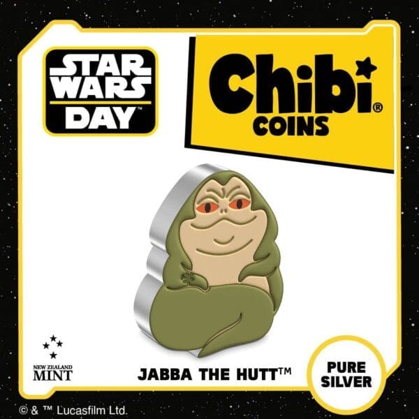 2023 $5 Jabba the Hutt - Star Wars 2oz Silver Coloured Proof Chibi® Coin - Image 5