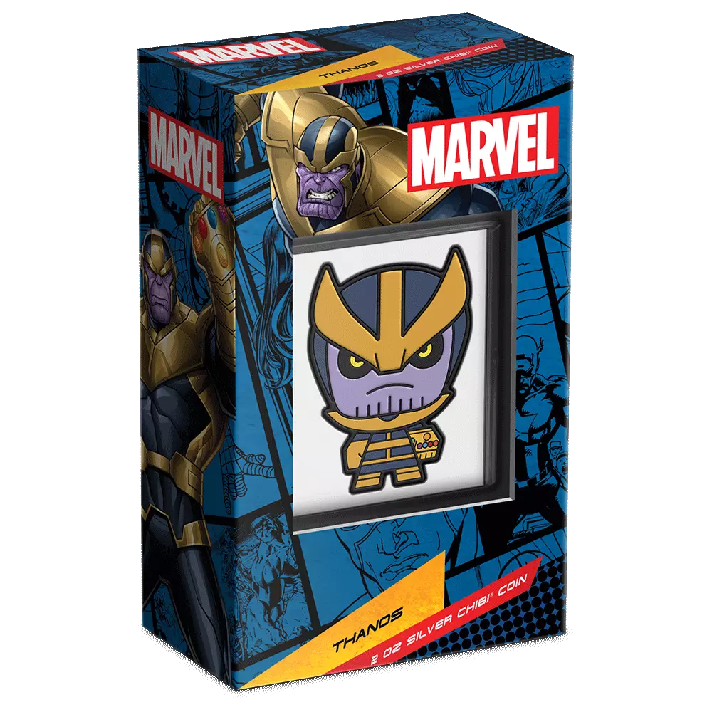2023 $5 Marvel Thanos 2oz Silver Mega Chibi Colourised Proof Coin