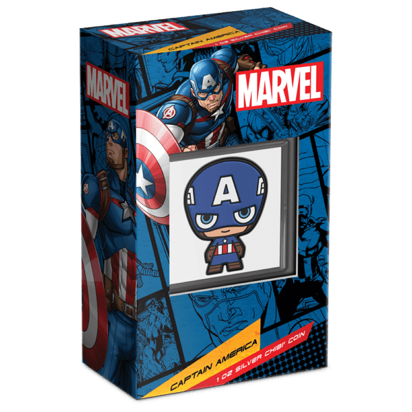 2023 $2 Captain America - Marvel 1oz Silver Proof Chibi® Coin