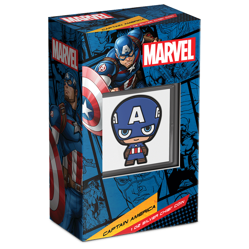 2023 $2 Captain America - Marvel 1oz Silver Proof Chibi® Coin