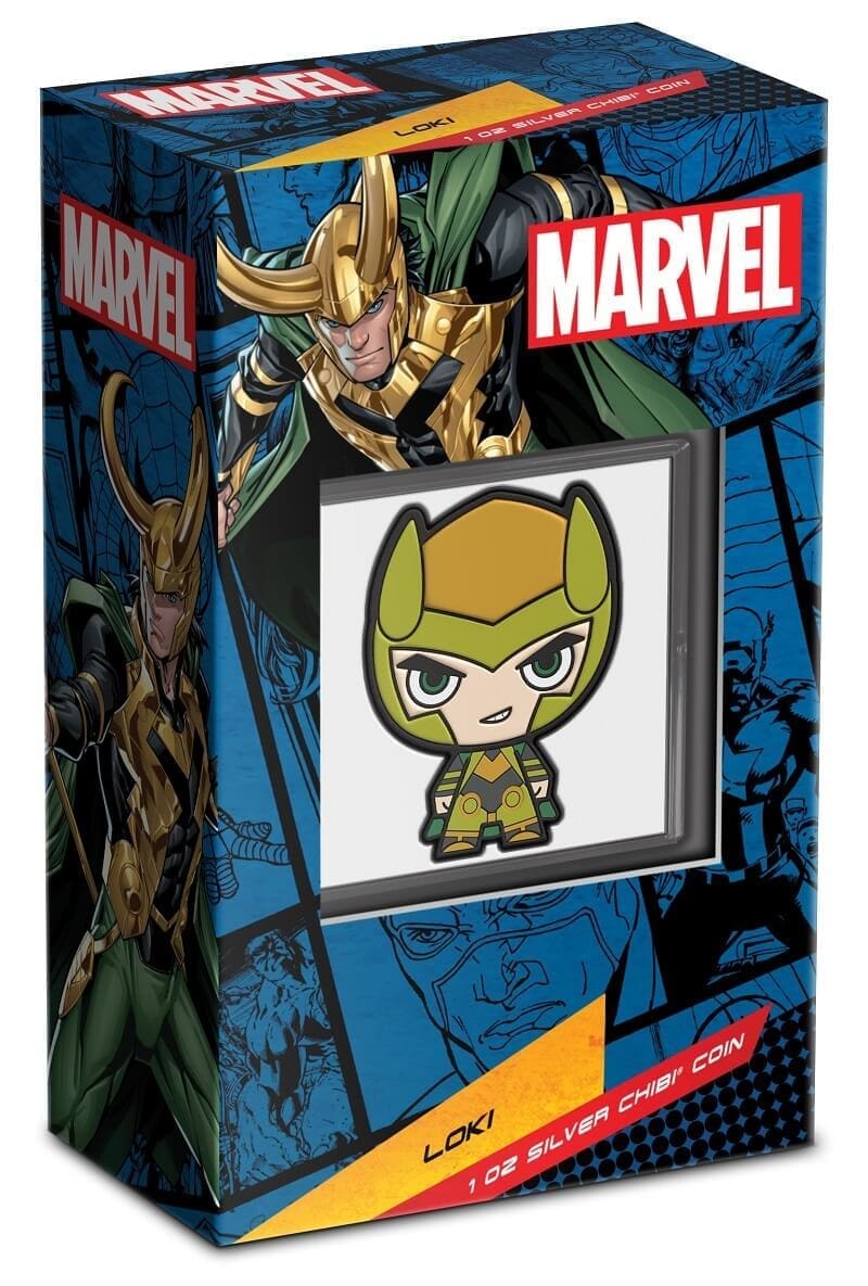 2023 Loki - Marvel 1oz Silver Coloured Proof Chibi® Coin