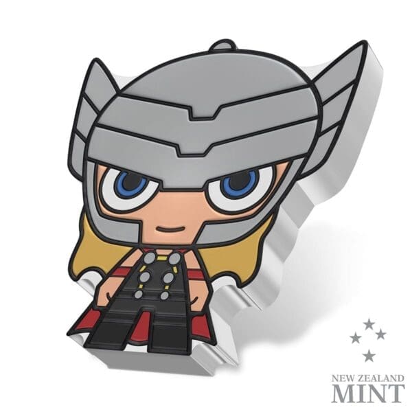 2023 $2 Thor – Marvel 1oz Silver Coloured Proof Chibi® Coin - Image 3