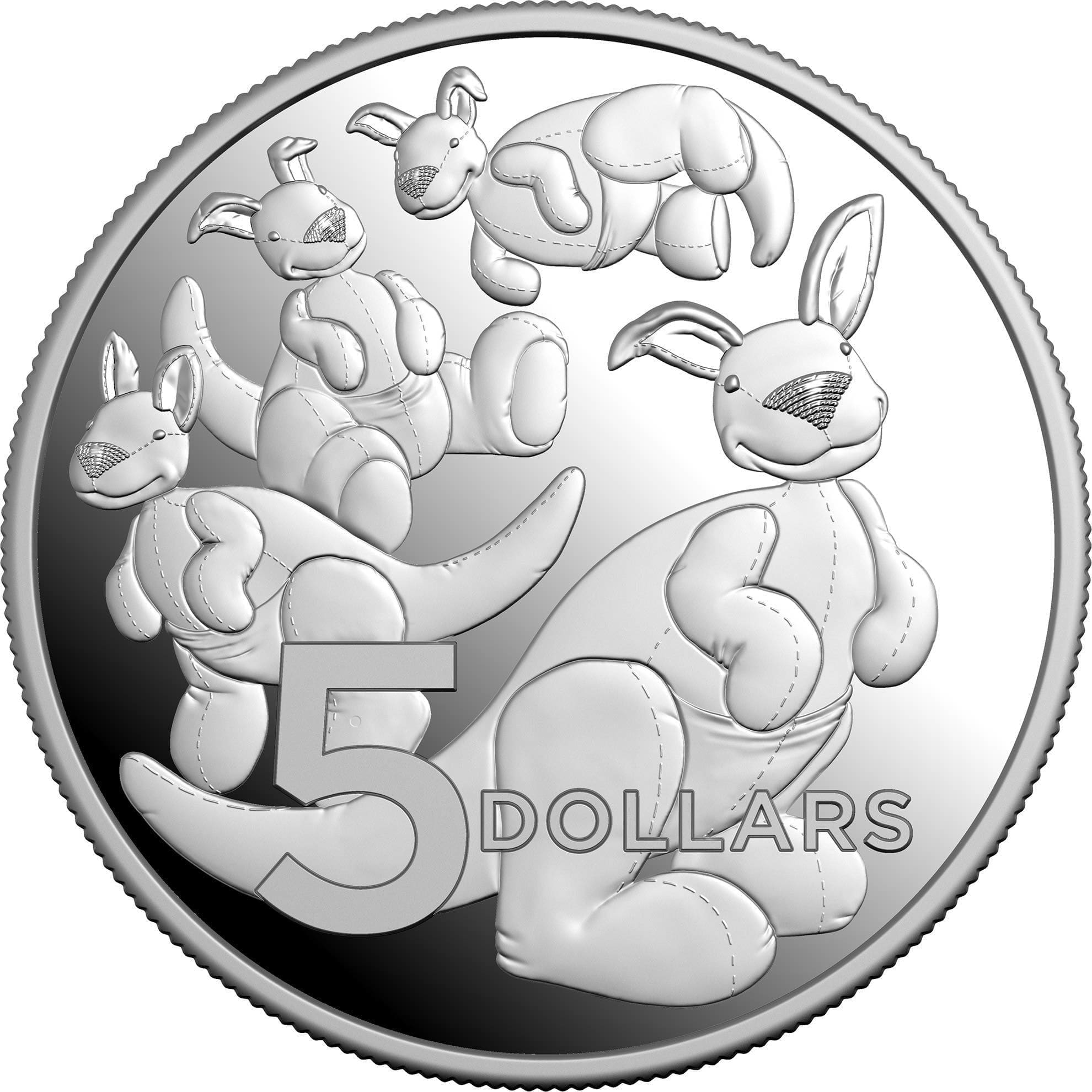 2024 $5 Toy Kangaroo Baby Coin 1oz Silver Proof Coin - Reverse View