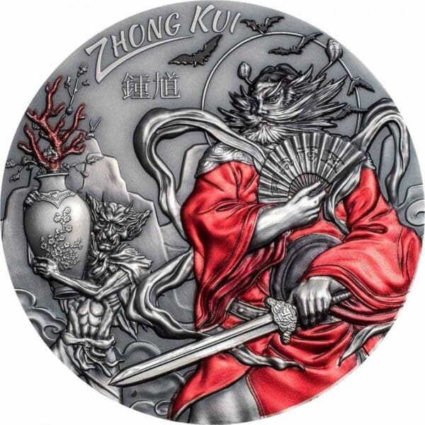 2019 $20 Asian Mythology Zhong Kui 3oz Silver Antique Ultra High Relief Coin