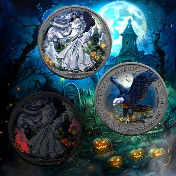 2024 Halloween Ghost Night USA 1oz American Eagle Silver Coin