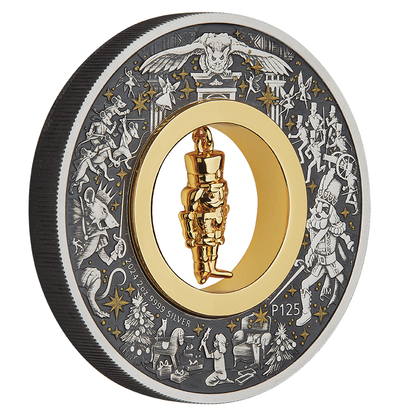 2024 The Christmas Nutcracker 2oz Silver Antiqued Coloured Coin