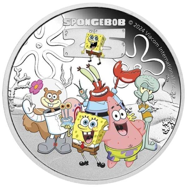 2024 $1 SpongeBob SquarePants and Friends 1oz Silver Proof Coloured Coin