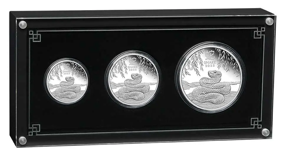 2025 Australian Lunar Series III YOT Snake Silver Proof Three-Coin Set