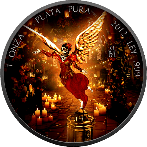 2012 Dia De Los Muertos Edition 1oz Silver Coloured Libertad Coin
