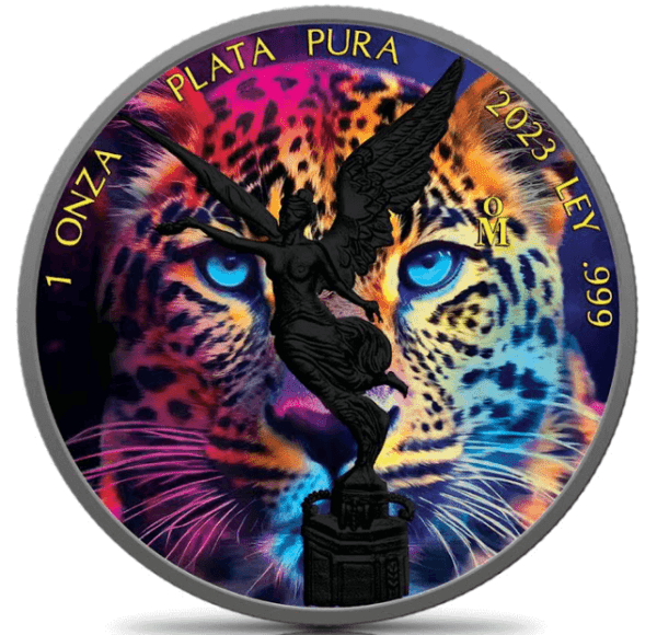 2023 Los Ojos Del Jaguar 1oz Silver Colourised Mexico Libertad Coin - Image 2