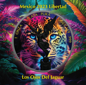 2023 Los Ojos Del Jaguar 1oz Silver Colourised Mexico Libertad Coin