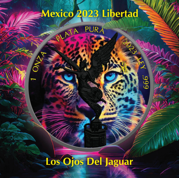 2023 Los Ojos Del Jaguar 1oz Silver Colourised Mexico Libertad Coin