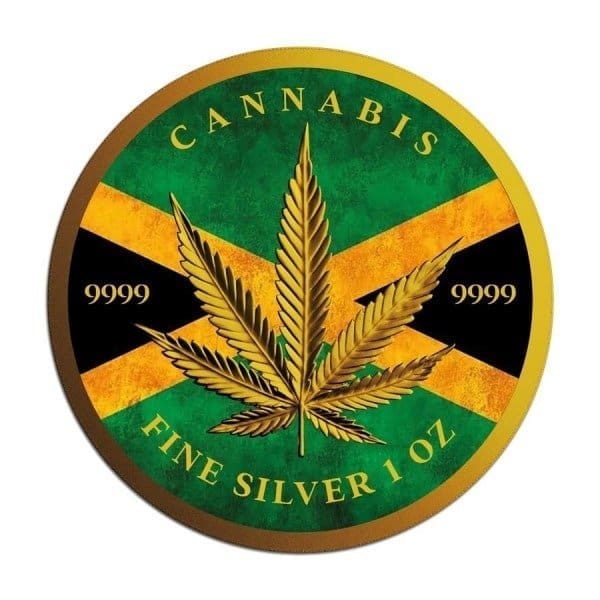 2024 Cannabis - Jamaica Flag 1oz Gilded Colourised Silver Coin