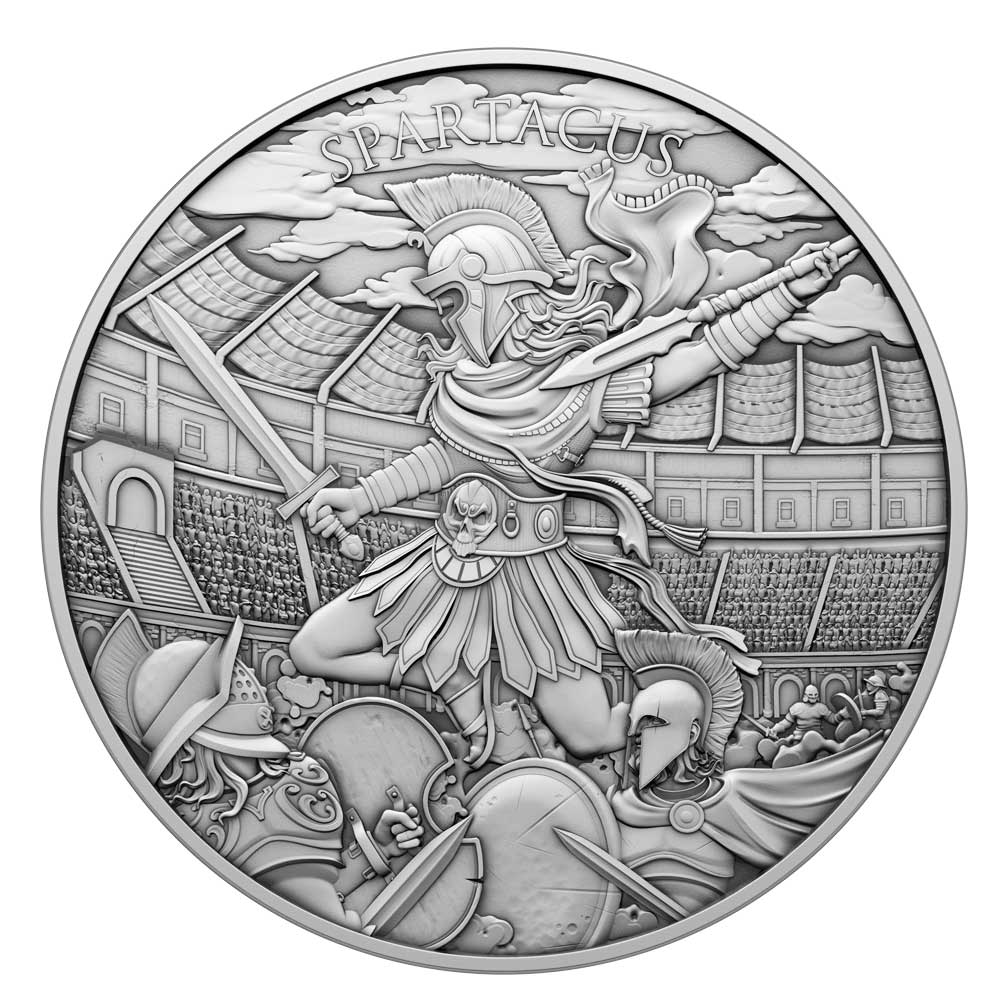 20 x 1oz Spartacus Legendary Warriors .999 Silver BU Rounds