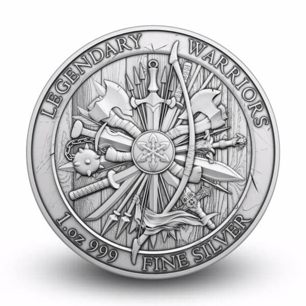 20 x 1oz Eric Bloodaxe Legendary Warriors .999 Silver BU Rounds - Image 2
