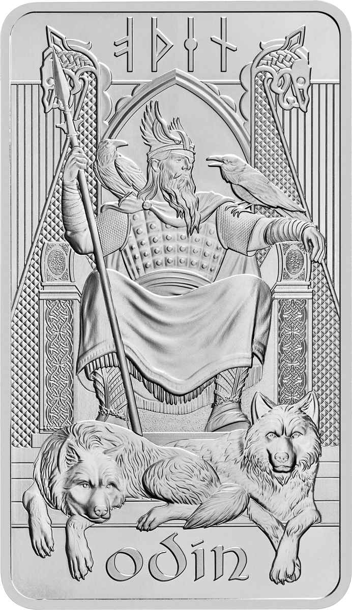 *Slight Toning* Norse Gods - Odin - 10oz Silver Minted Carded Bullion Bar